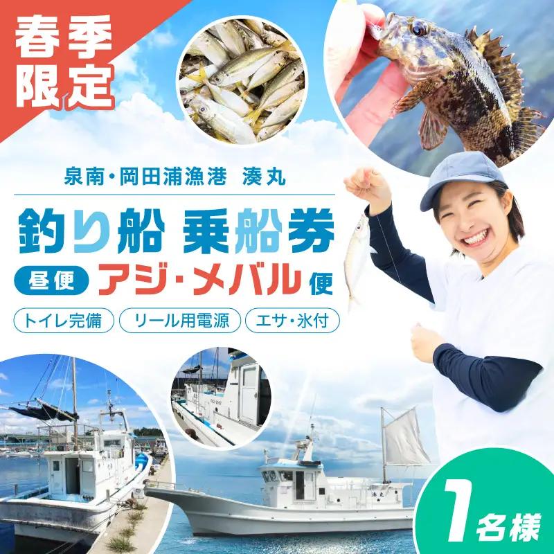 【泉南・岡田浦漁港】釣り船 湊丸 昼便 アジ・メバル便 １名様【049C-001】