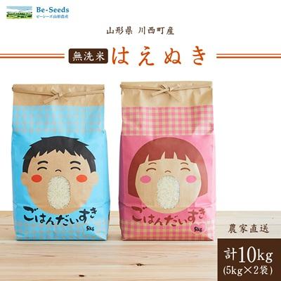 ふるさと納税 川西町 令和7年産　はえぬき10kg(5kg×2袋)【無洗米】