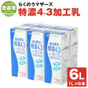 【ふるさと納税】らくのう特濃4.3 1L×6本 合計6L 紙パック 牛乳 飲料 らくのうマザーズ 乳飲料 乳性飲料 ロングライフ 常温保存 長期保存 送料無料