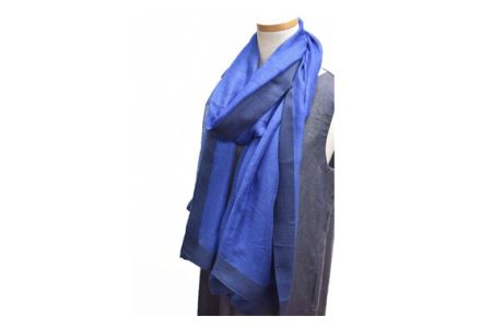 No.253 シルク カシミヤストール 「Frame」 blue【n0253_mut_A】