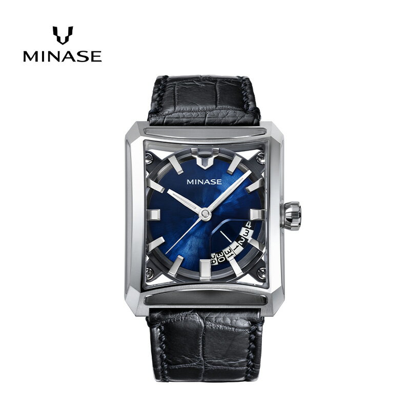 【ふるさと納税】MINASE時計 SEVEN WINDOWS クロコレザータイプ（VM15-LDNYBL-SSD） MINASE 日本製 時計 腕時計 メンズ 高額 人気 ランキング【協和精工株式会社】[F11944]