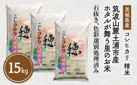 【先行予約】令和6年産 筑波山麓ホタルの里 厳選米 コシヒカリ15kg　透き通った大粒米 | 多数入荷する当地産米の中からプロの目利きと試食確認による、厳選した生産者のお米をお届けいたします※離島への配送不可　※2024年9月上旬～2025年8月上旬頃より順次発送予定