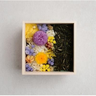 ふるさと納税 宇治市 【お花とお茶葉のアレンジメント】茶和花(源氏物語)イエロー4寸