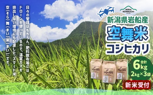 【新米受付・令和7年産米】NA4148  空舞米　新潟県村上市岩船産　コシヒカリ精米6kg