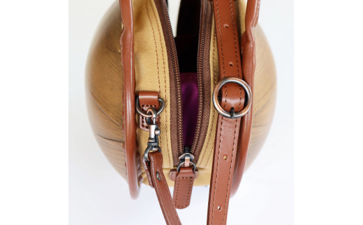monacca-bag/ishikoroブラウン 木製バッグ