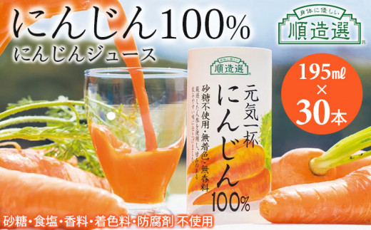 【砂糖不使用】にんじんジュース　順造選「元気一杯 にんじん100%」 195g×30本