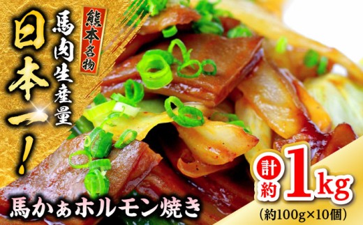 馬かぁホルモン焼 約100g×10個 計約1kg ホルモンセット / 馬肉 ホルモン 焼き 肉 特産品 名物 こだわり 熊本 合志 【株式会社 千興ファーム】[AYAF024]