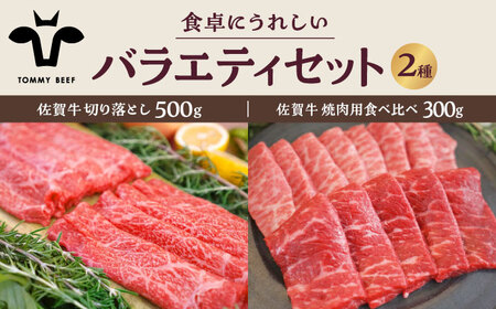 佐賀牛バラエティセット（切り落とし 500g＆焼肉用食べ比べ 300g）/ 佐賀 和牛 焼肉 バーベキュー 国産 九州 [IAH204]