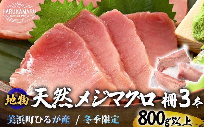 
            天然！地物！ひるがのメジマグロ 柵3本【合計800g以上】【マグロ まぐろ 鮪 クロマグロ 本マグロ 幼魚 刺身 まぐろたたき トロ 大トロ 中トロ 赤身 海鮮 海鮮丼 国産】 [m36-c003]
          