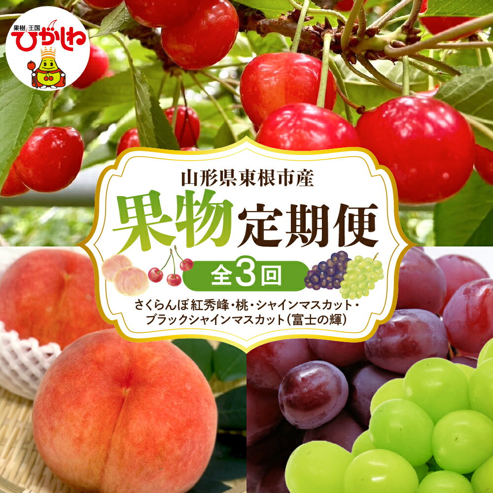 【ふるさと納税】［ 定期便 全3回 ］2026年 先行予約 果物定期便 ( GI東根さくらんぼ 白桃 シャインマスカット ブラックシャインマスカット ) 紅秀峰 サクランボ ぶどう 富士の輝 マスカット フルーツ 果物 くだもの お取り寄せ ご当地 特産 大容量 送料無料 山形 東根市