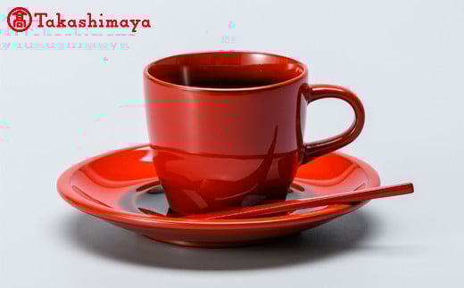 輪島塗〈大藤漆器店〉コーヒーカップセット　ぼかし塗　赤 [高島屋選定品]