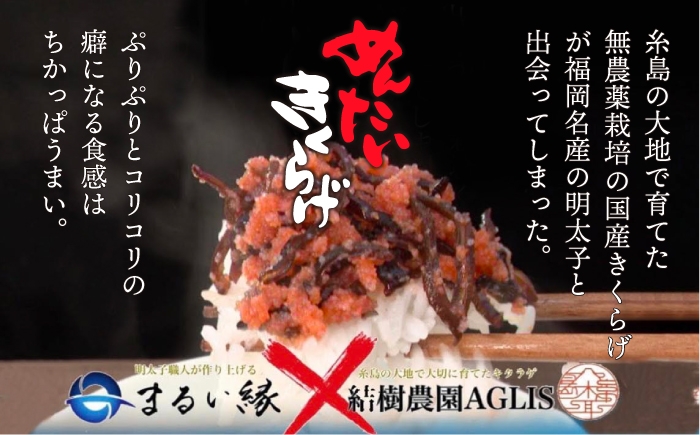 きくらげのぷりぷり食感と明太子のピリッとした辛みが最高のご飯のお供！