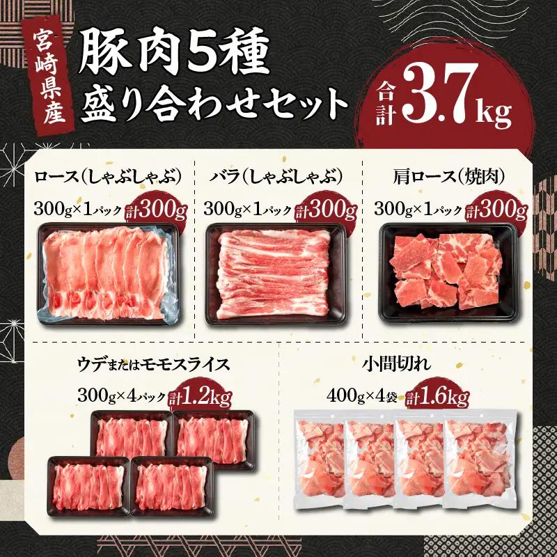 【令和8年12月配送】豚肉 5種 盛り合わせ セット 合計3.7kg_CB119-26-12