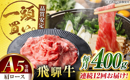 【12回定期便】飛騨牛肩ロース 400g×1パック すき焼きしゃぶしゃぶ用肉 [AVBO032]