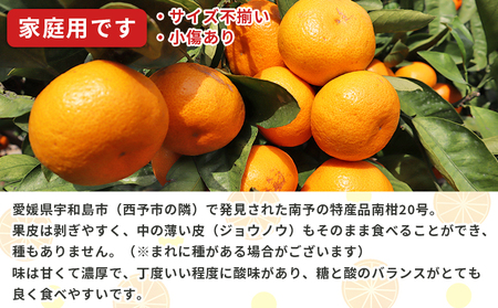 ＜愛媛県西予市産 温州みかん（南柑20号）家庭用 約3kg（サイズ不揃い・小傷あり）＞ 訳あり ワケアリ 果物 くだもの ミカン 柑橘 フルーツ 旬 食べて応援 特産品 段畑みかん 愛媛県 西予市【常