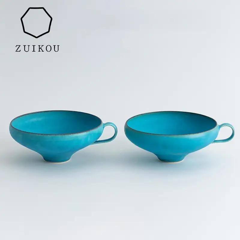 【瑞光窯-ZUIKOU-】スープカップ ペアセット(ターコイズブルー/青)｜京都 清水焼 食器 おしゃれ 人気