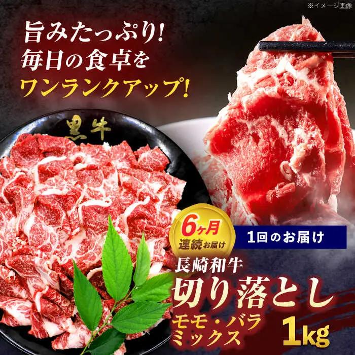 【6回定期便】長崎和牛切り落とし(バラ・モモMIX)約1000g[OCE090]