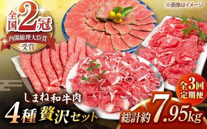 
                  【全3回定期便】その旨味、最上級！「しまね和牛肉」4種贅沢セット 島根県松江市/有限会社おき精肉店 [ALFT085]｜しまね和牛 ローストビーフ ビーフ 国産 国産牛 黒毛和牛 ディナー パーティー グルメ おかず 国産 冷凍 セット すき焼き しゃぶしゃぶ スライス 切り落とし こま切れ 小間切れ 細切れ 定期便
                