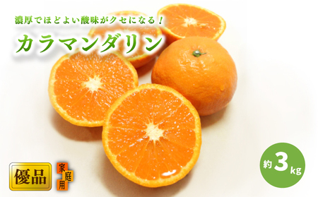 【2026年4月上旬頃から発送予定】カラマンダリン 家庭用(優品) 約3kg （ 愛媛産 愛媛県産 国産 愛媛みかん 愛媛蜜柑 愛媛ミカン みかん ミカン mikan 蜜柑 柑橘 フルーツ 果物 くだもの お取り寄せ 産地直送 数量限定 人気 おすすめ 愛媛県 松山市 送料無料 ）【KK0772】