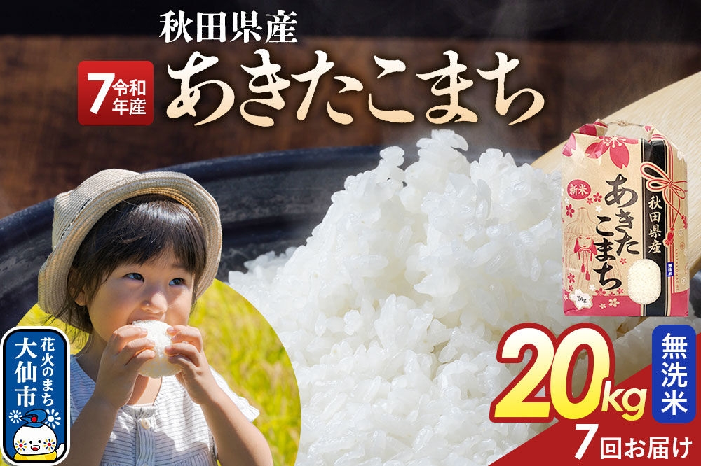 
                  《定期便7ヶ月》【無洗米】あきたこまち 20kg（5kg×4） 秋田県産 令和7年産  こまちライン 秋田県 大仙市産 [秋田 お米 米どころ あきたこまち こまちライン]
                