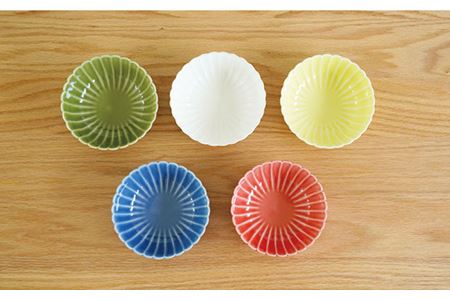 【波佐見焼】花しのぎ 丸小付 小鉢 5色セット（白・薄青・薄緑・薄黄・薄赤） 食器 皿 【団陶器】 [PB90] 波佐見焼