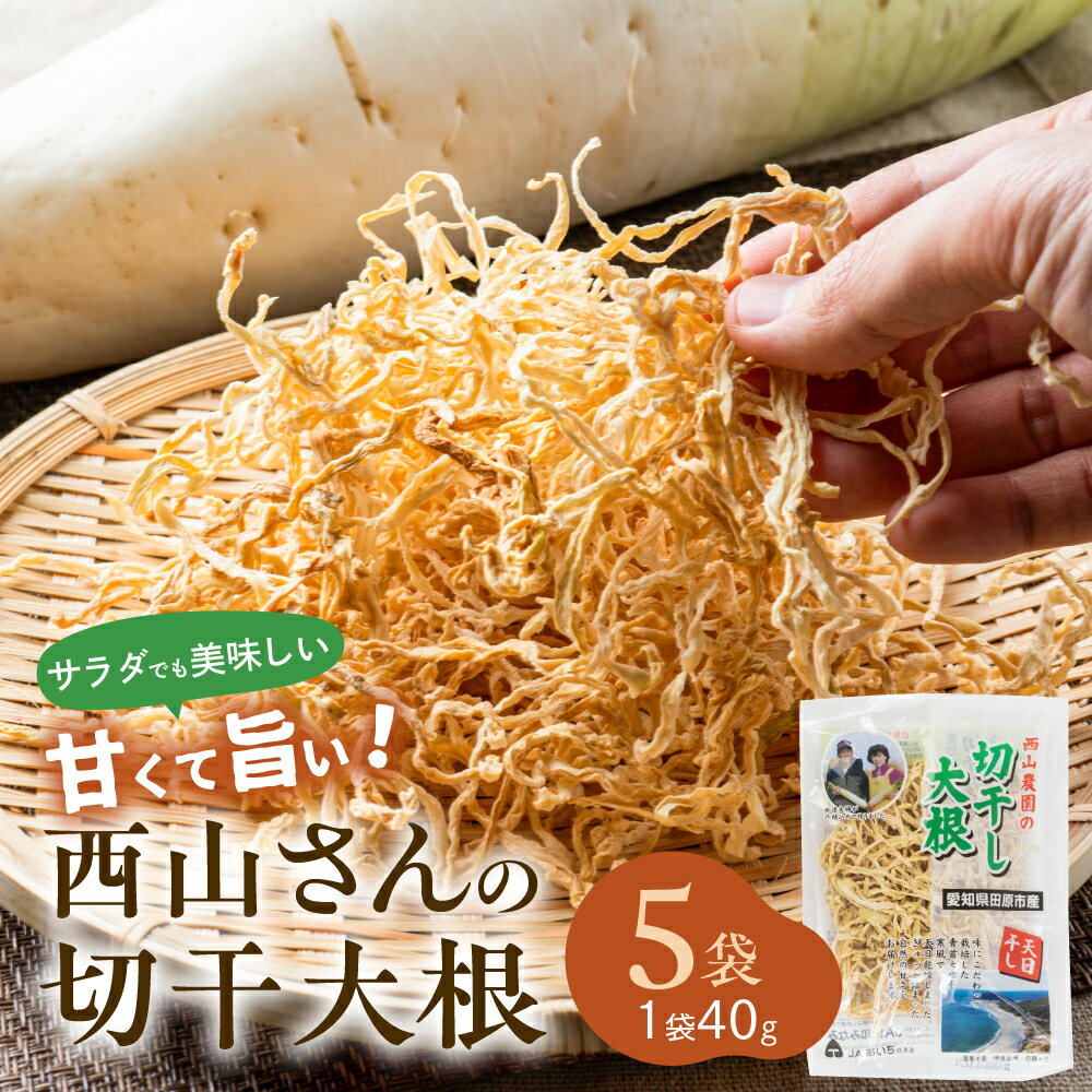 【ふるさと納税】西山さんの切干大根 40g 5袋 /10袋 (計200g /400g) 切り干し大根 切干大根 干し大根 甘い 旨い サラダ 煮物 おかず ごはん 便利 小分け 栄養 健康 産地直送 農家直送 青首大根 おつまみ 料理 献立 愛知県 田原市 渥美半島 5000円 / 1000円