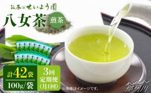 【全3回定期便】豊かな香りにまろやかな旨味 八女茶 14袋 1.4kgセット（100g×14袋）＜お茶の星陽園 ＞ [GAD011]