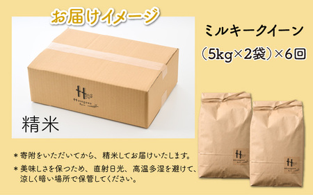 【先行予約】【令和6年産 新米】《定期便6回》ミルキークイーン 精米 5kg×2袋 10kg（計60kg）＜食味値85点以上！低農薬栽培＞ ／ 高品質 鮮度抜群 福井県あわら市産 白米 お米 米《出荷