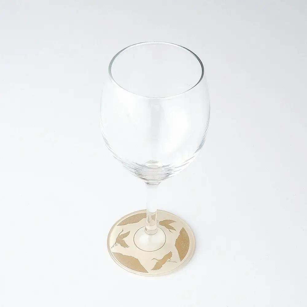 みよし漆器本舗 紀州塗り ぬりもん de Verre ワイングラス 蒔絵 万葉鶴 単品 白 300ml
