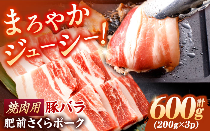 肥前さくらポーク バラ肉 焼肉用 計600g【一ノ瀬畜産】 [NAC501]