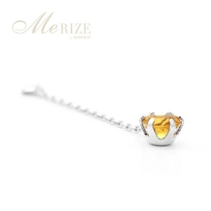 ピアス 天然 シトリン 4.0mm ペア スタッド チェーン ブラタイプ ダブルロックキャッチ イエロー【pt900】P-137（KRP）E6-1411