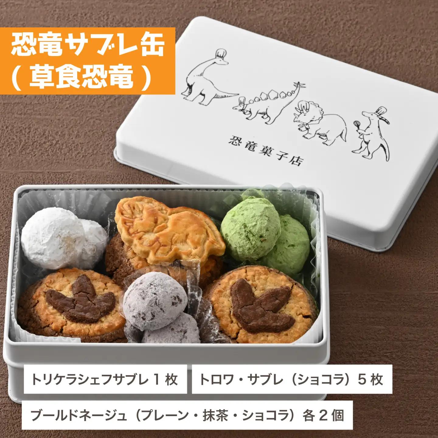 恐竜サブレ缶（大）【恐竜サブレ缶(草食恐竜) 】 [A-135006_02] 