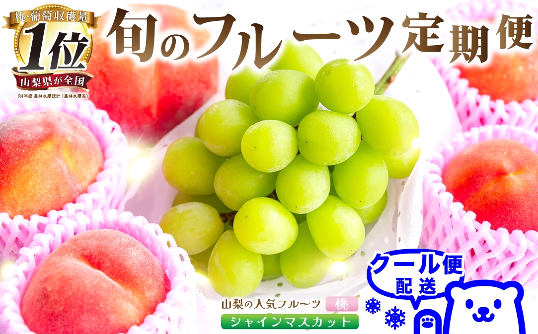 
            ＜発送月固定定期便＞2025年発送 山梨フルーツ旬の果物 桃+シャインマスカット 全2回【4057484】
          