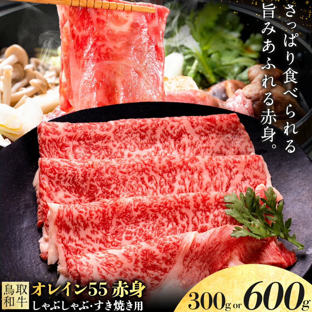 【ふるさと納税】鳥取和牛 オレイン55 赤身 すき焼き しゃぶしゃぶ 選べる 300g 600g 株式会社 やまのおかげ屋《30日以内に出荷予定(土日祝除く)》鳥取県 八頭町 和牛 牛肉 牛 すき焼き しゃぶしゃぶ 送料無料