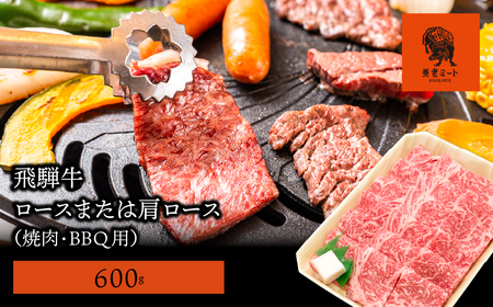 【飛騨牛】ロースまたは肩ロース600g (焼肉・BBQ用) 2025/9/19～