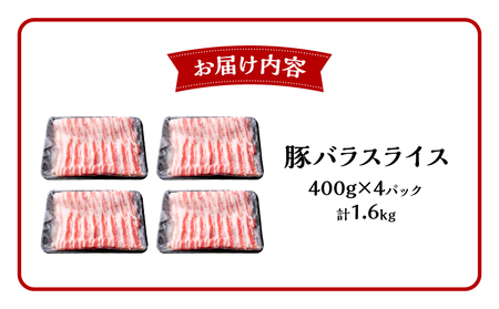 豚肉 しゃぶしゃぶ 豚肉[宮崎県産 バラ 1.6kg 400g×4P]