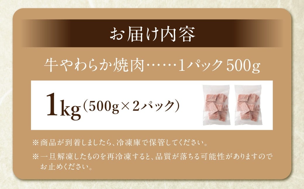 牛やわらか焼肉 500g×2パック 計1kg