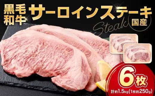 黒毛和牛サーロインステーキ 約1.5kg（250g×6枚）お肉 肉 牛肉 黒毛和牛 にく ニク ステーキ サーロイン 冷凍 福岡県 北九州市