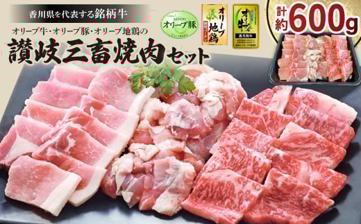 
            讃岐三畜焼肉セット(オリーブ牛・オリーブ豚・オリーブ地鶏)計600g【1609283】
          