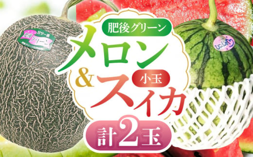 【数量限定】【先行予約】肥後グリーン メロン 1玉＆小玉 すいか 1玉 スイカ フルーツ セット くだもの ブランド 鮮度 高級 種類 甘さ ジューシー 肥後 グリーン 青肉 産地直送 糖度 おすすめ 高評価 リピーター レビュー 季節物 新鮮 熊本 山鹿市【合同会社 福福堂】[ZCN004]