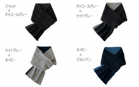 マフラー メンズ カシミヤ100% ( チャコールグレー×ライトグレー )