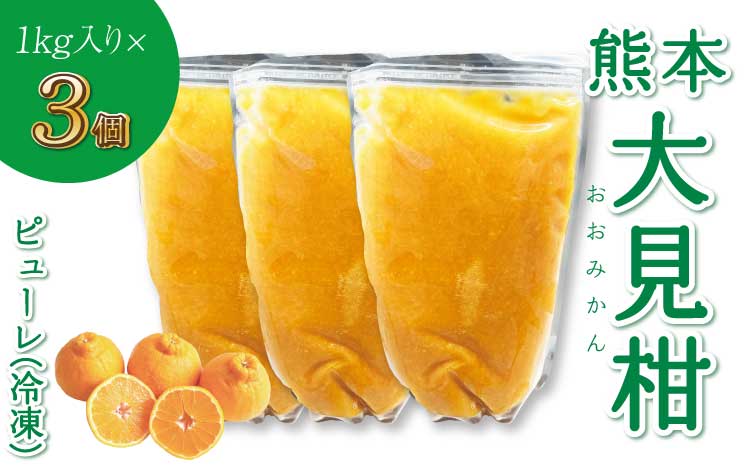 熊本大見柑ピューレ(冷凍) 1kg入り3個 不知火 不知火果汁 しらぬい デコポンと同品種 ジュース アイス お菓子 料理 爽やか 柑橘 果物 くだもの フルーツ 熊本県産 九州産 国産 宇城市産 株式会社la Nui.