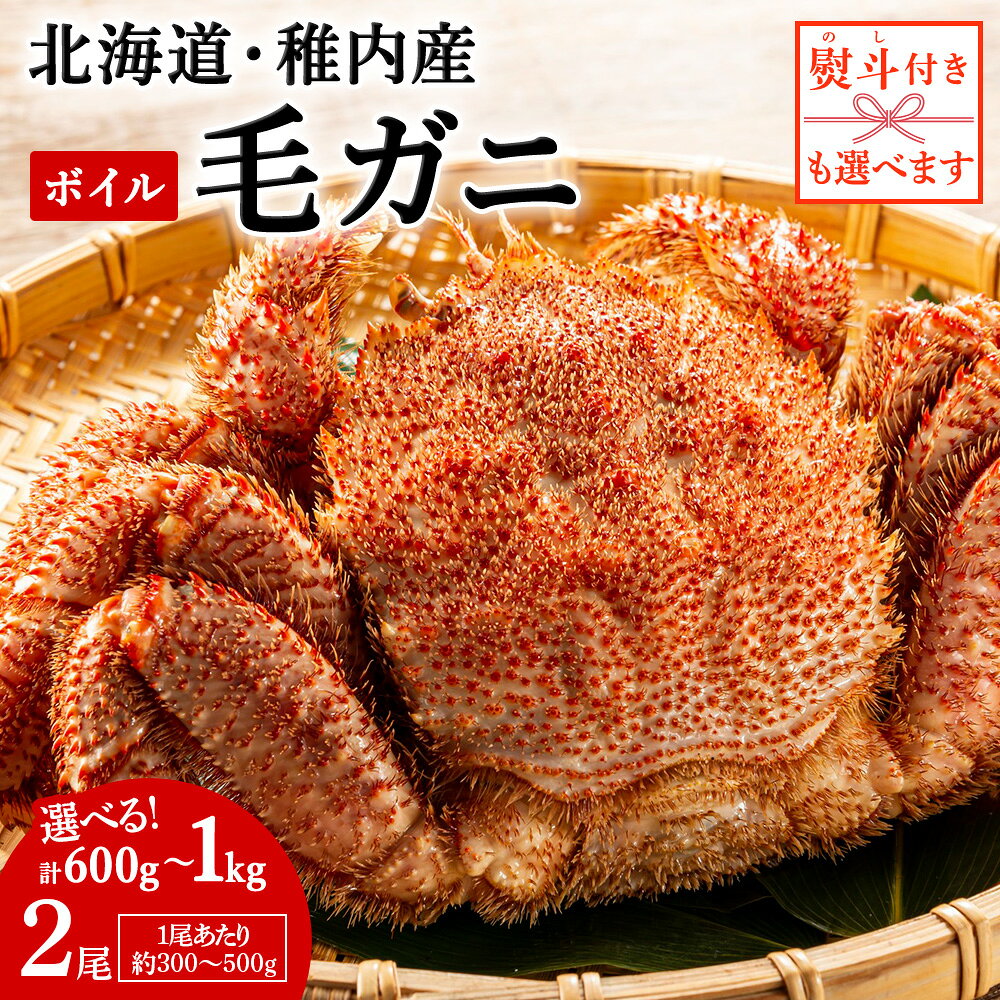 【ふるさと納税】【2025製造】ボイル毛ガニ 2尾 選べる計600g～1kg 1尾約300g〜500gボイル 毛がに 毛ガニ 毛蟹 ボイル 蟹 カニ 北海道ふるさと納税 稚内 ふるさと納税 北海道 【配送不可地域：離島・沖縄県】