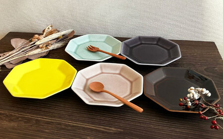 【瀬戸焼】八角皿 14cm 5色セット【株式会社まるたか水野コーポレーション】 / 皿 食器  ギフト プレゼント / 瀬戸市[BBBF022]