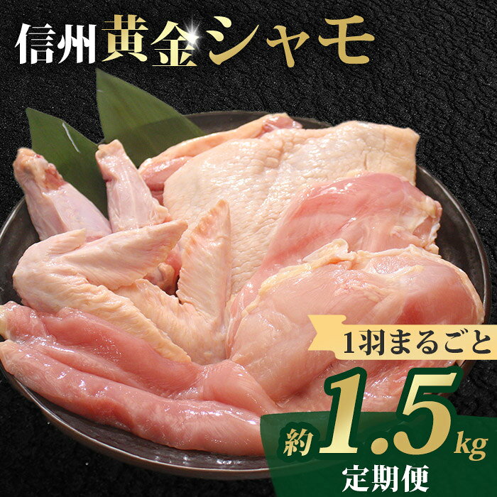 【ふるさと納税】【定期便】信州黄金シャモ1羽まるごとセット（モモ肉、ムネ肉、手羽先、手羽元、ササミ）合計約1.5kg｜グランドチャンピオン地鶏 鶏肉 軍鶏 冷凍