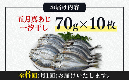 【全6回定期便】対馬 五月 真あじ 一汐干し 10枚 《 対馬市 》【 うえはら株式会社 】新鮮 アジ 干物 海産物 朝食 冷凍[WAI043] コダワリ干物 こだわり干物 おすすめ干物 おススメ干物