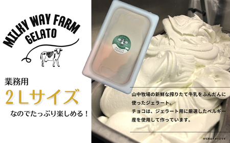 《定期便》山中牧場「MILKY WAY FARM」ジェラート 業務用(２L)サイズ〈チョコレート〉【３回お届け】  ｜アイスジェラート  チョコレート デザート スイーツ 人気