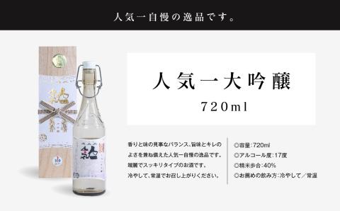 人気酒造「人気一 大吟醸」720ml×1本【道の駅安達】