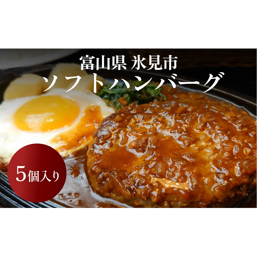 ソフトハンバーグ 5個 ｜ ソース付き ミートソース 柔らか ハンバーグ 湯煎 冷凍 おかず 惣菜 温めるだけ 簡単調理 お取り寄せ 小分け 5個 富山 氷見