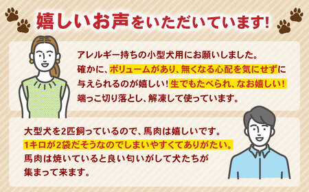 【全3回定期便】国内加工 ペット用 馬肉 切り落とし 合計6kg (1kg×2P) ペット用ドッグフード  ドッグフード切り落とし ドッグフード ペットフード 【五右衛門フーズ】[YBZ015]